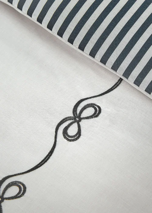 Catherine Lansfield Bow Embroidery Duvet Cover Set Cream / Black - Single Image 4