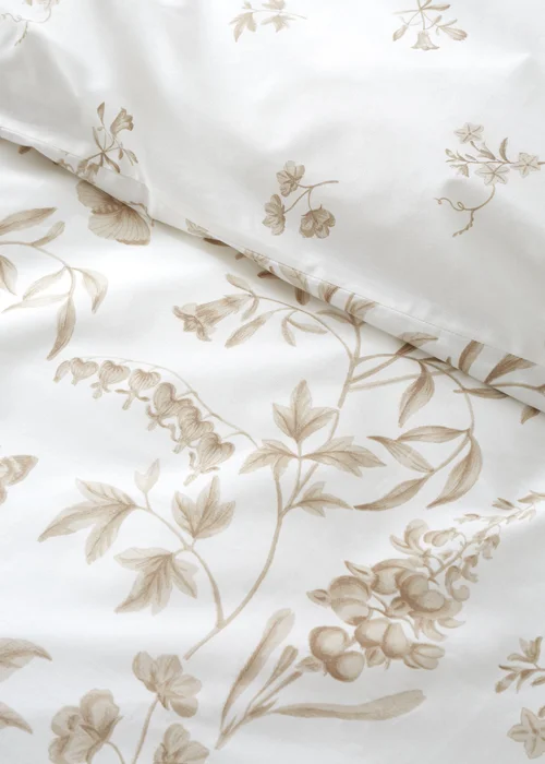 Bianca Fine Linens Thea Floral 200 Thread Count Cotton Reversible Duvet Cover Set Natural - Single Image 4