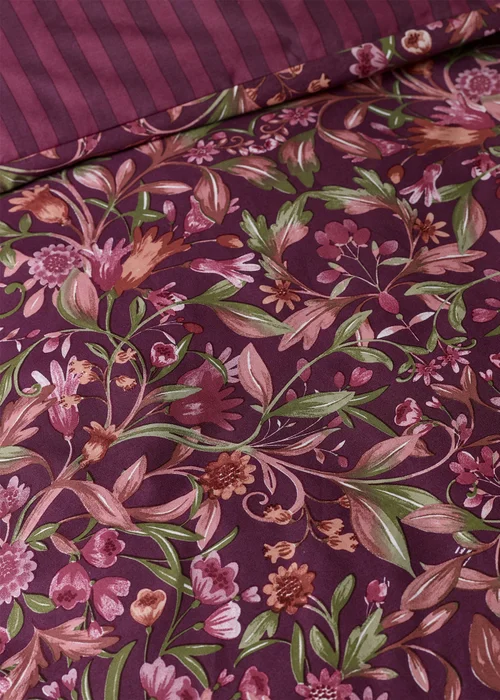 Catherine Lansfield Richmond Floral Reversible Duvet Cover Set Plum - Double Image 4