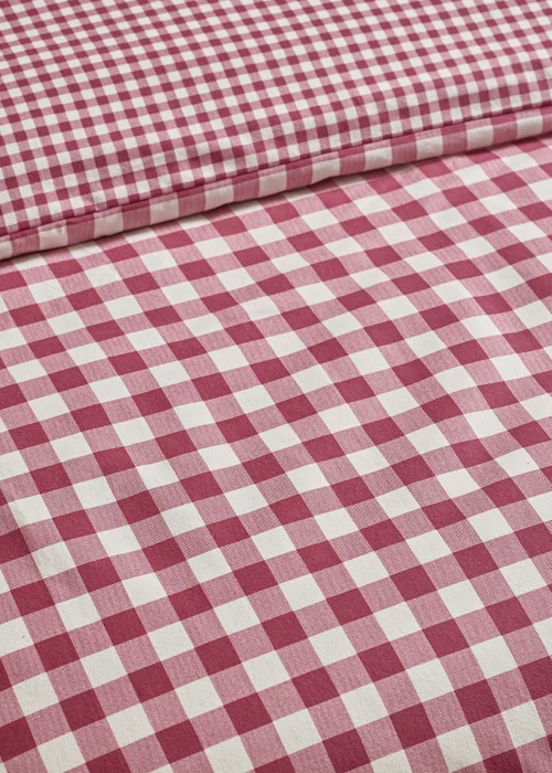 Catherine Lansfield Brushed Gingham Check Reversible Duvet Cover Set Burgundy - Single Image 4