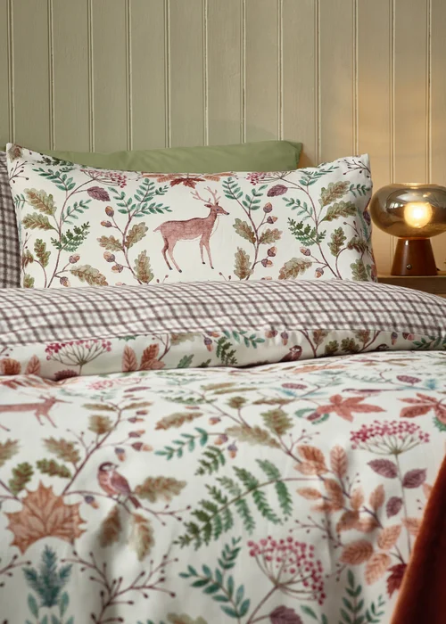 Catherine Lansfield Woodland Stag So Soft Reversible Duvet Cover Set Cream - Double Image 3