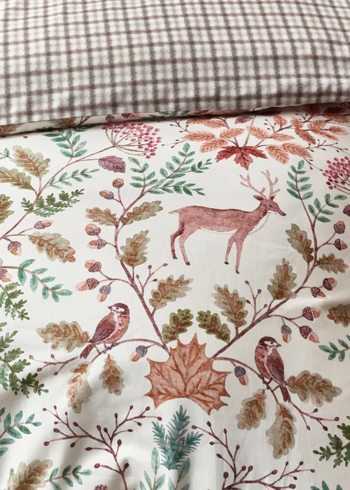 Catherine Lansfield Woodland Stag So Soft Reversible Duvet Cover Set Cream - Double Image 4