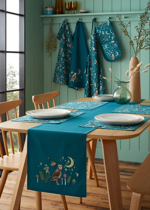 Catherine Lansfield Enchanted Twilight Animals Cotton 33x220cm Dining Table Runner Green - One Size Image 1
