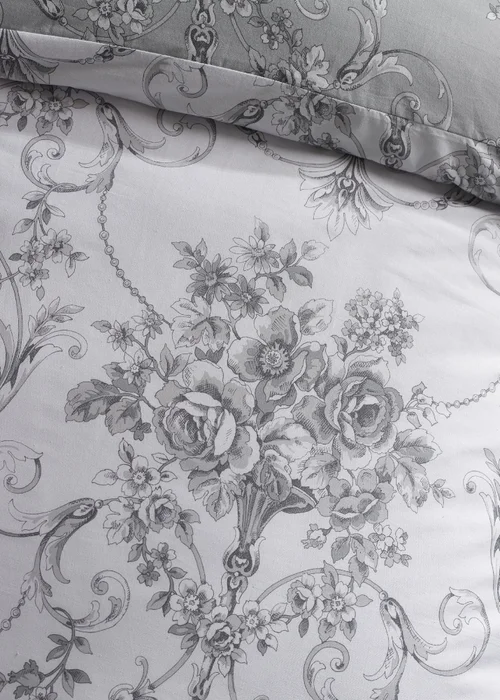 Catherine Lansfield Antoinette Damask Reversible Duvet Cover Set Grey - Single Image 4