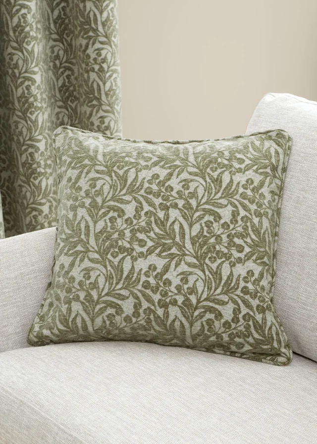 Bianca Fine Linens Chenille Leaves 50x50cm Cushion Green