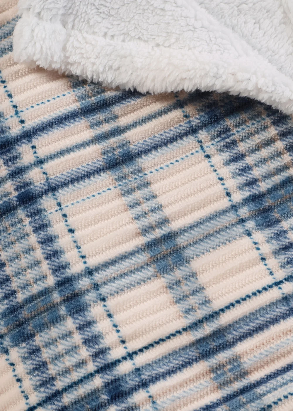 Catherine Lansfield Cosy Ribbed Check 130x170cm Blanket Throw Blue - One Size Image 3