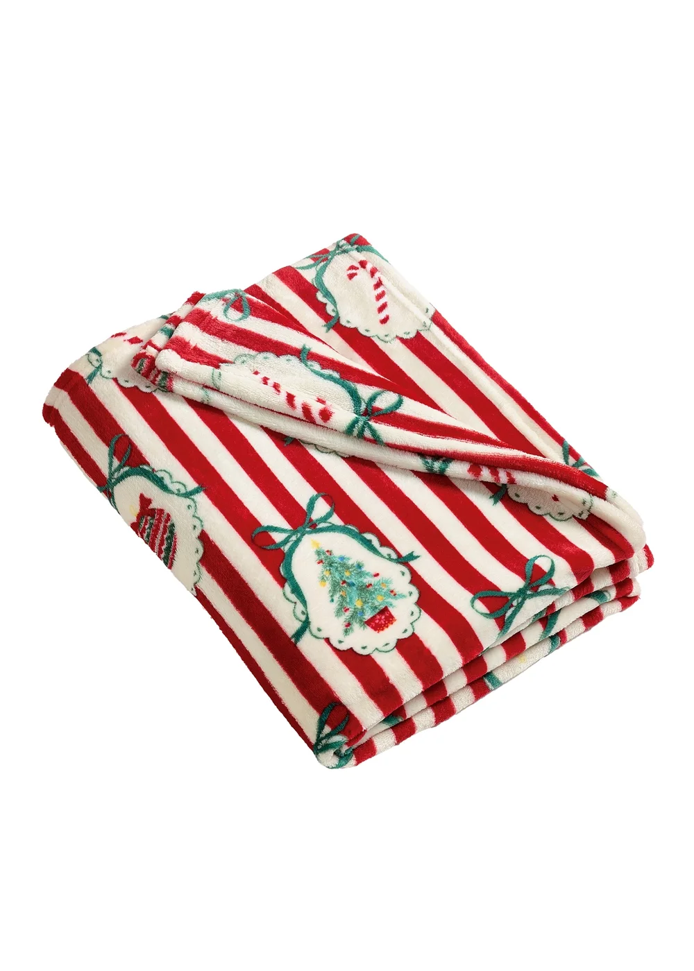 Catherine Lansfield Christmas Vintage Stripe Cosy Fleece 130x170cm Blanket Throw Red - One Size Image 4