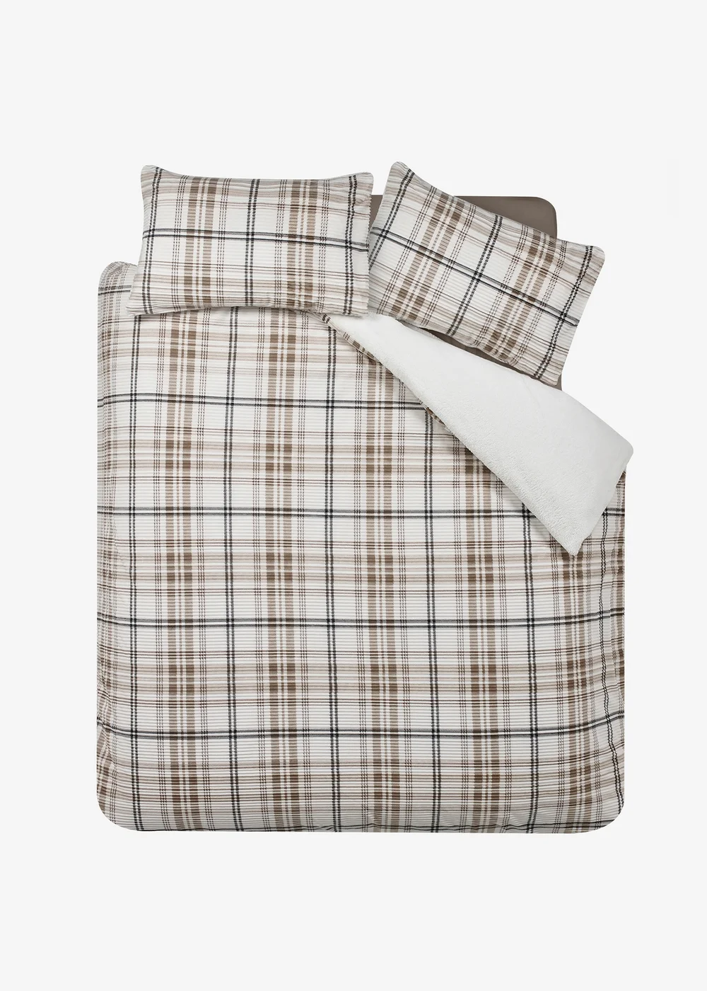 Catherine Lansfield Cosy Ribbed Check Duvet Cover Set Natural - Single Image 4