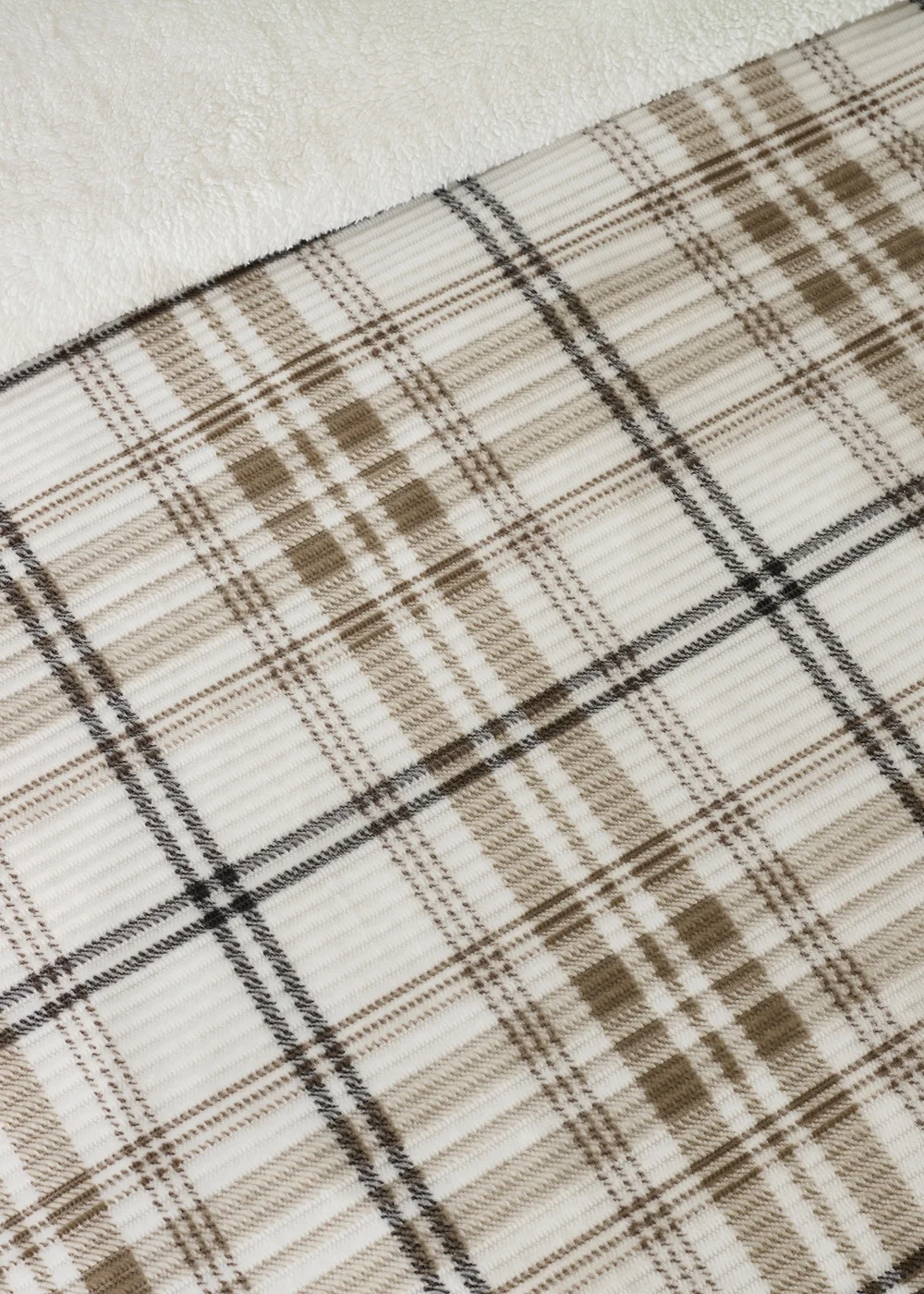 Catherine Lansfield Cosy Ribbed Check Duvet Cover Set Natural - Single Image 3