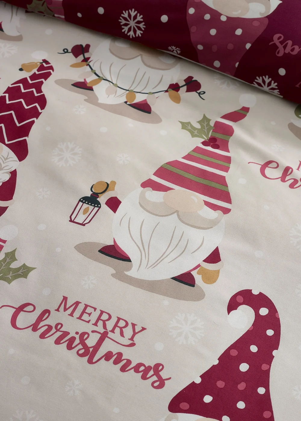Catherine Lansfield Christmas Gonks Reversible Duvet Cover Set Plum - Single Image 4