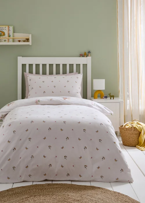 Catherine Lansfield Brushed Forest Friends Reversible Duvet Cover Set Cream - Junior Image 2