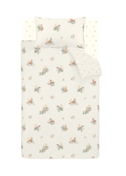 Catherine Lansfield Brushed Forest Friends Reversible Duvet Cover Set Cream - Junior Image 6