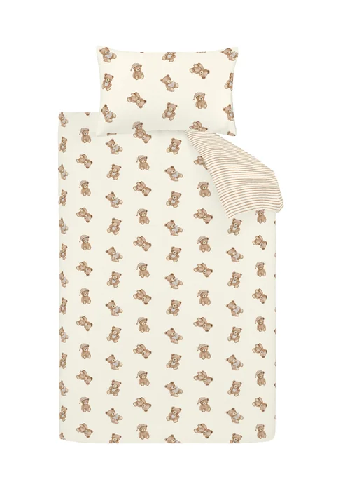Catherine Lansfield Brushed Teddy Bear Cotton Reversible Duvet Cover Set Cream - Junior Image 6