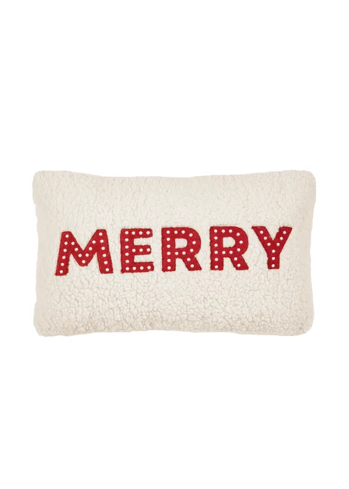 Catherine Lansfield Merry Boucle 30x50cm Cushion White / Red - One Size Image 1