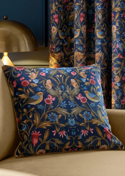 Catherine Lansfield Hedgerow Hopper 45x45cm Cushion Navy Blue - 45cm x 45cm Image 2
