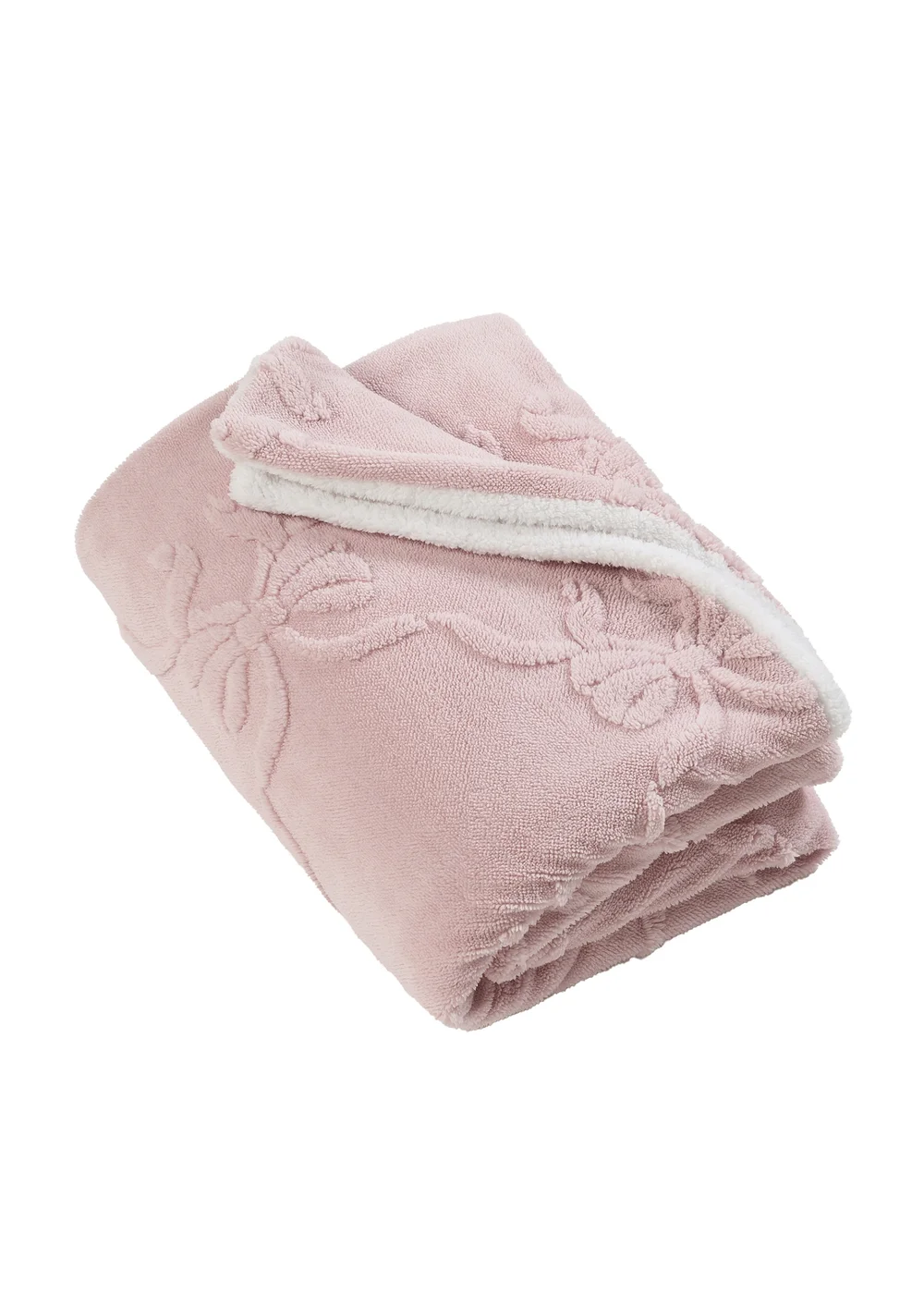 Catherine Lansfield Carved Bow Cosy Fleece 130x170cm Blanket Throw Pink - One Size Image 4