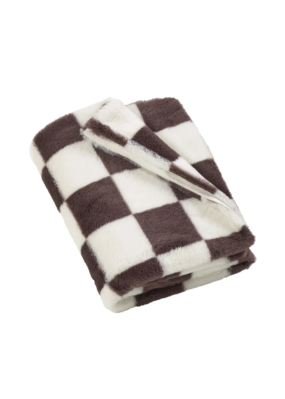 Catherine Lansfield Cosy Soft Checkerboard Fleece 130x170cm Blanket Throw Chocolate - One Size Image 4