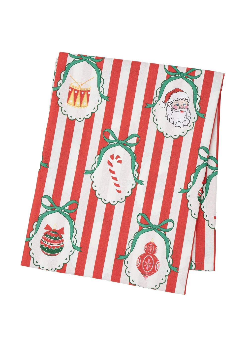 Catherine Lansfield Christmas Vintage Stripe Cotton 137x229cm Table Cloth Red - 137 x 178cm Image 1