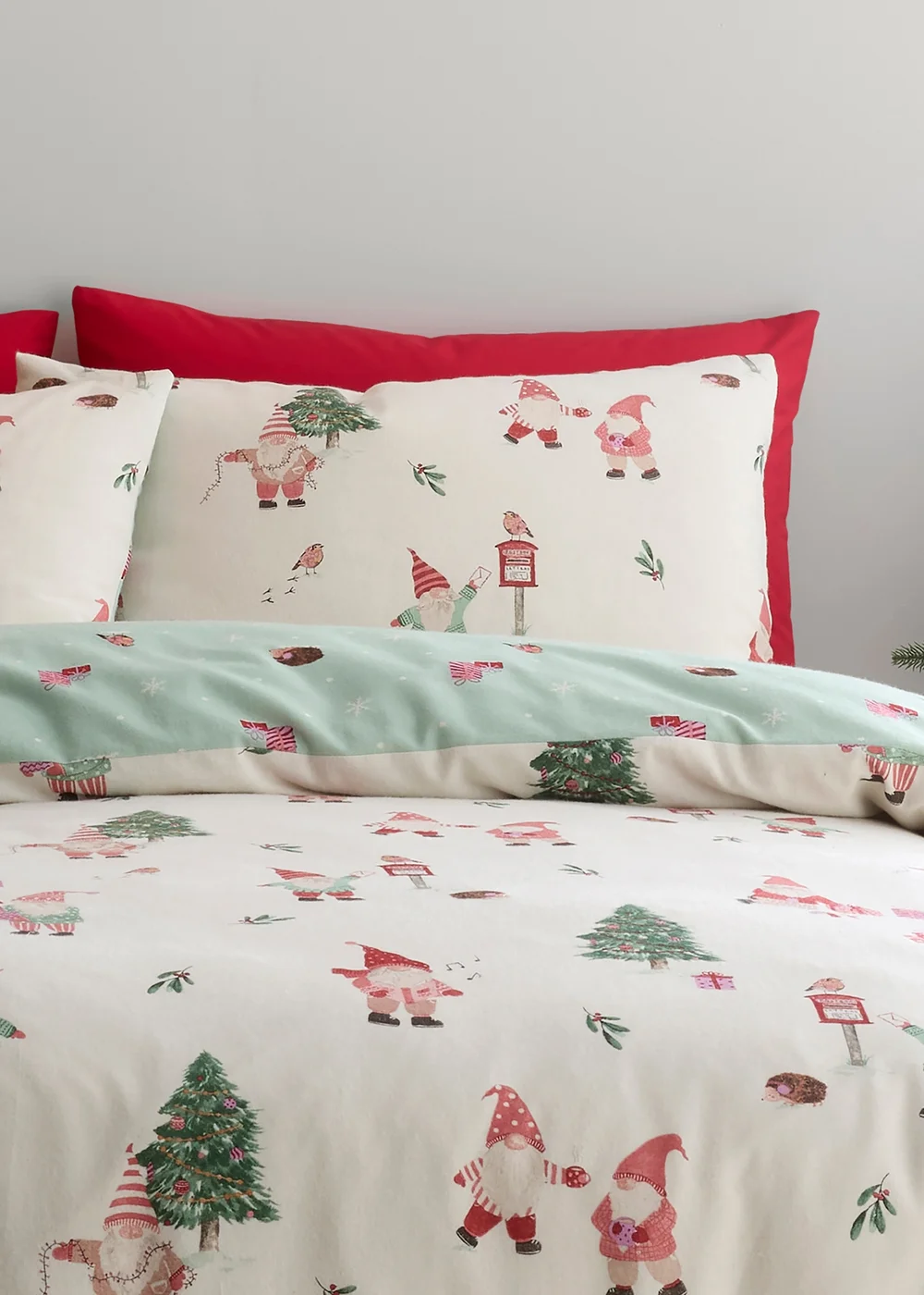 Fusion Christmas Gonks Brushed Natural Duvet Cover Set - Single Image 2