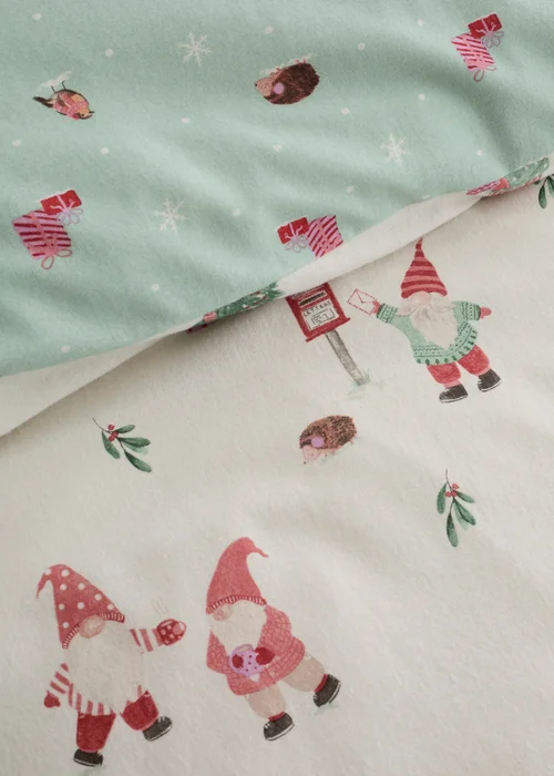 Fusion Christmas Gonks Brushed Natural Duvet Cover Set - Single Image 3