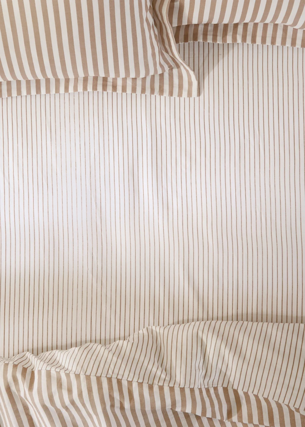 Yard Hebden Super King 100% Cotton Narrow Stripe Fitted Sheet Caramel - Double Image 2