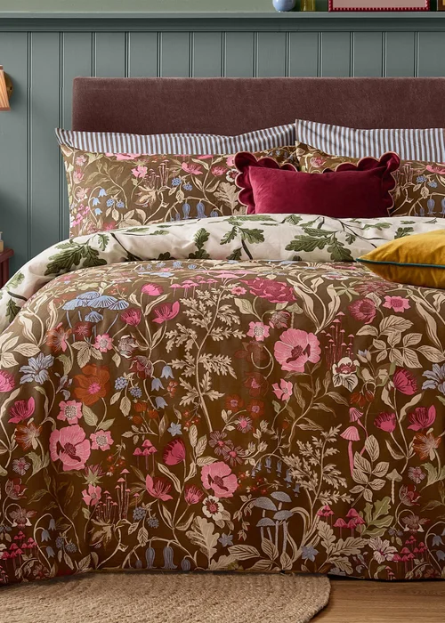 Furn Forest Bloom Double Reversible Duvet Set Chocolate - Double Image 3