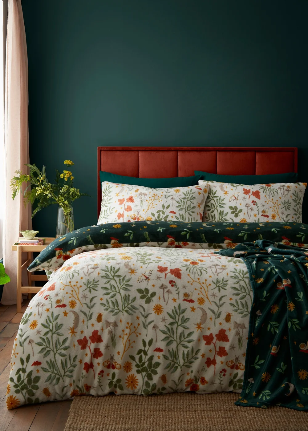 Fusion Botanical Mushrooms Fleece Natural Duvet Cover Set - Single Image 5