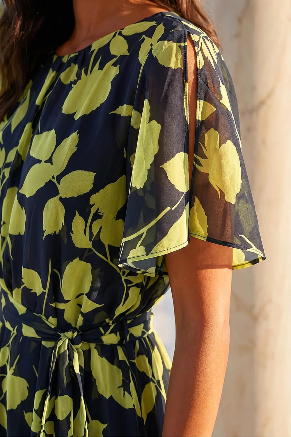Roman Navy Floral Split Sleeve Midi Dress - 18 Image 4