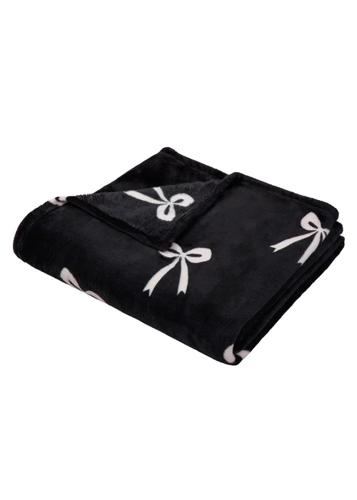 Fusion Bows Fleece Black Throw - 120 X 150 Image 2