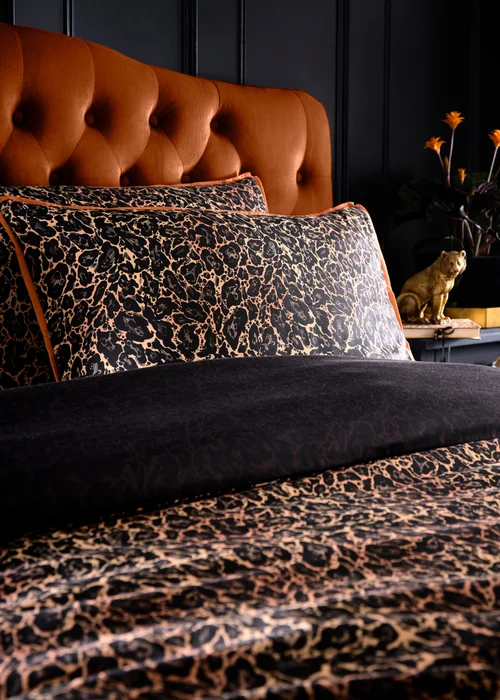 Laurence Llewelyn-Bowen Roxy Leopard Print Reversible Black Duvet Cover Set - Double Image 2