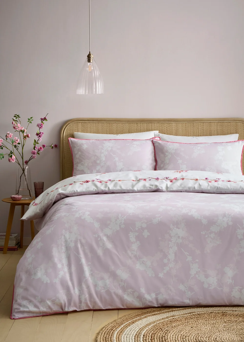 Appletree Blossom Flower Reversible Berry Duvet Cover Set - Double Image 4