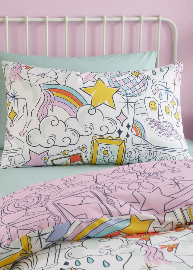 Bedlam Doodle Hobby Kids Reversible Multi Colour Duvet Cover Set