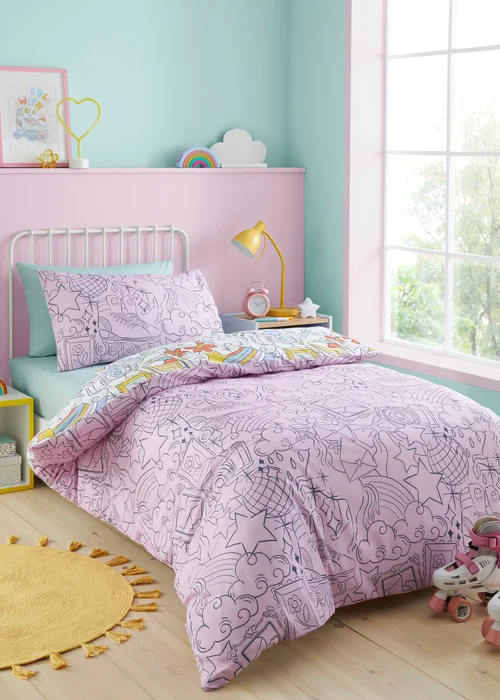 Bedlam Doodle Hobby Kids Reversible Multi Colour Duvet Cover Set - Single Image 4