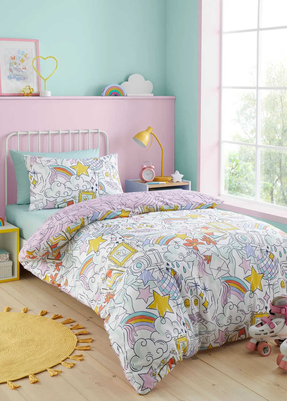 Bedlam Doodle Hobby Kids Reversible Multi Colour Duvet Cover Set - Single Image 1