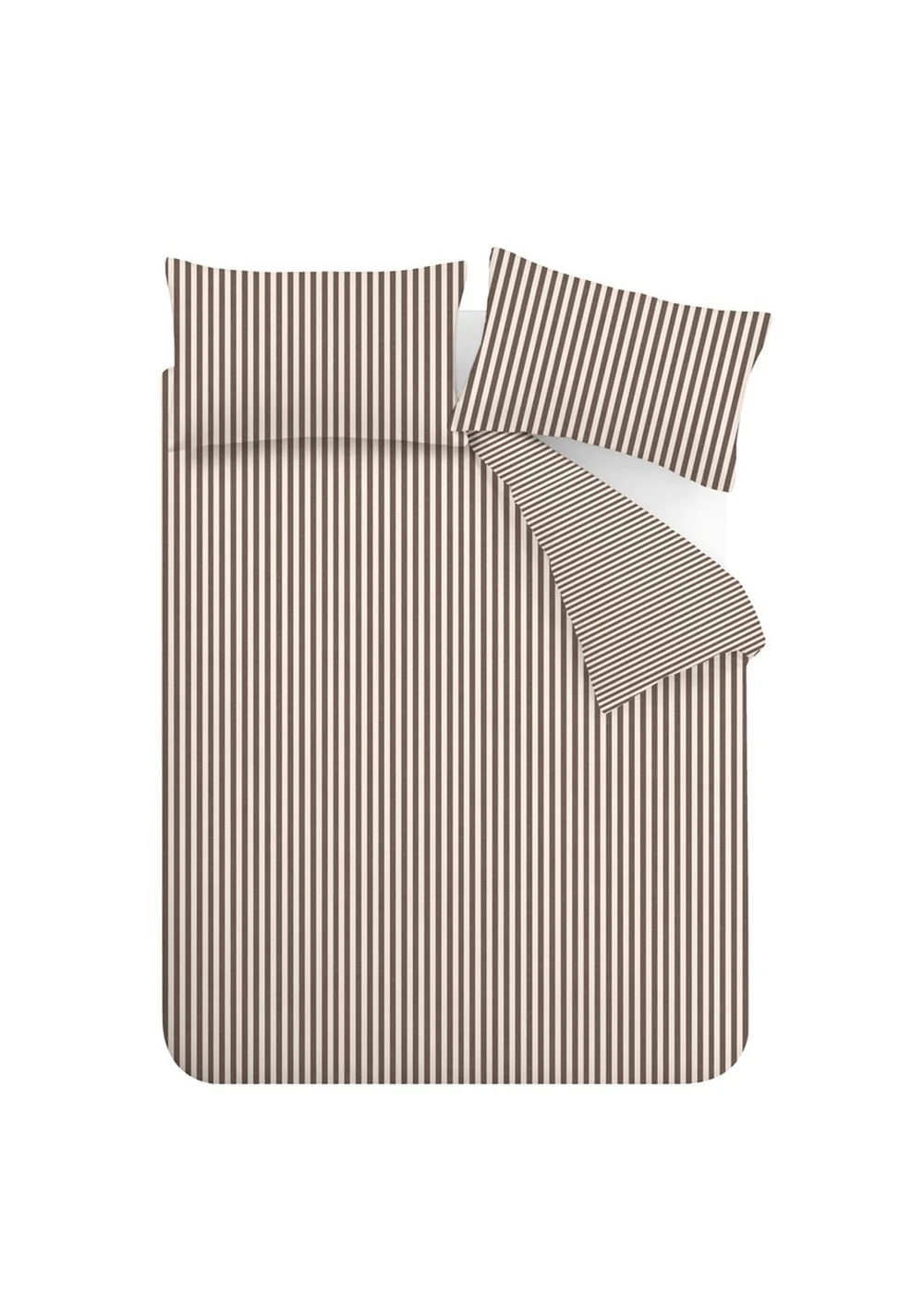 Catherine Lansfield Brushed Stripe Cotton Reversible Duvet Cover Set Chocolate - Single Image 5