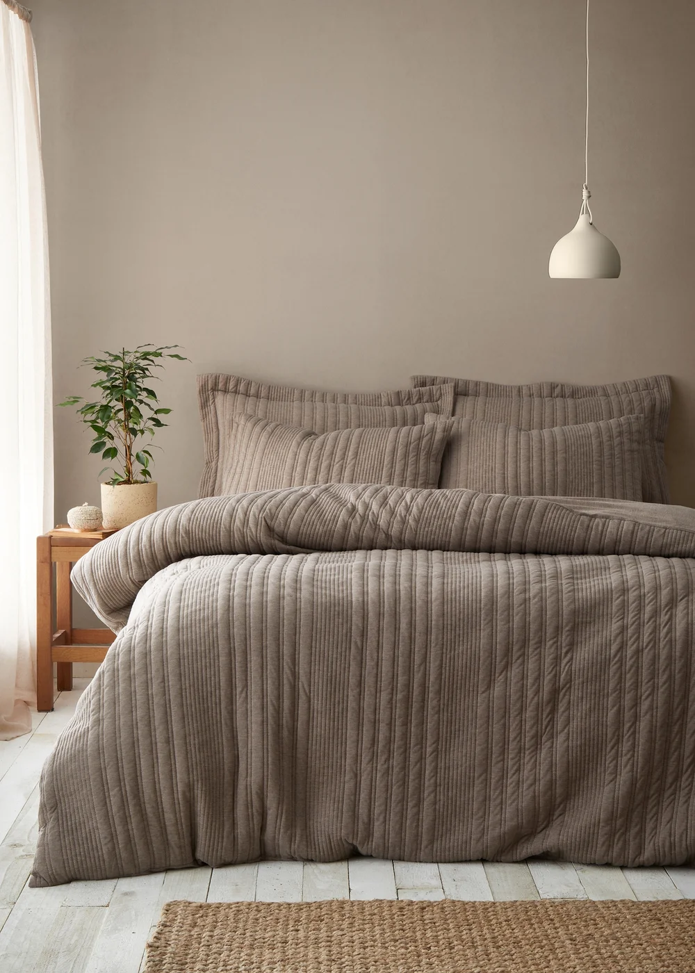 Pineapple Elephant Tamba Jersey Stripe Quilted Duvet Cover Set Mole - Single Image 1