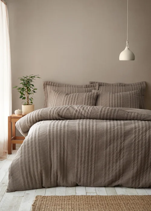 Pineapple Elephant Tamba Jersey Stripe Quilted Duvet Cover Set Mole - Single Image 1