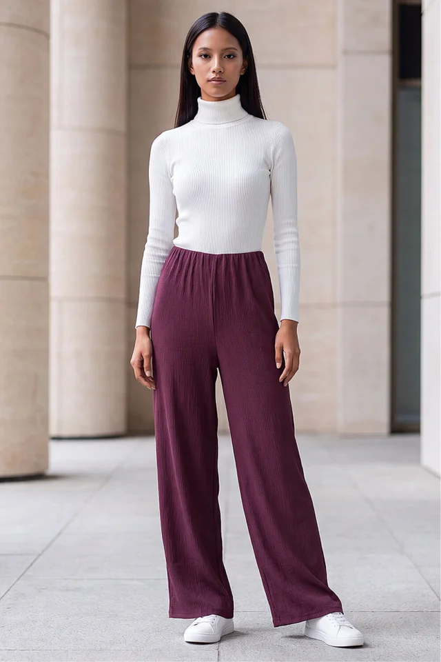 Roman Wine Petite Textured Trouser