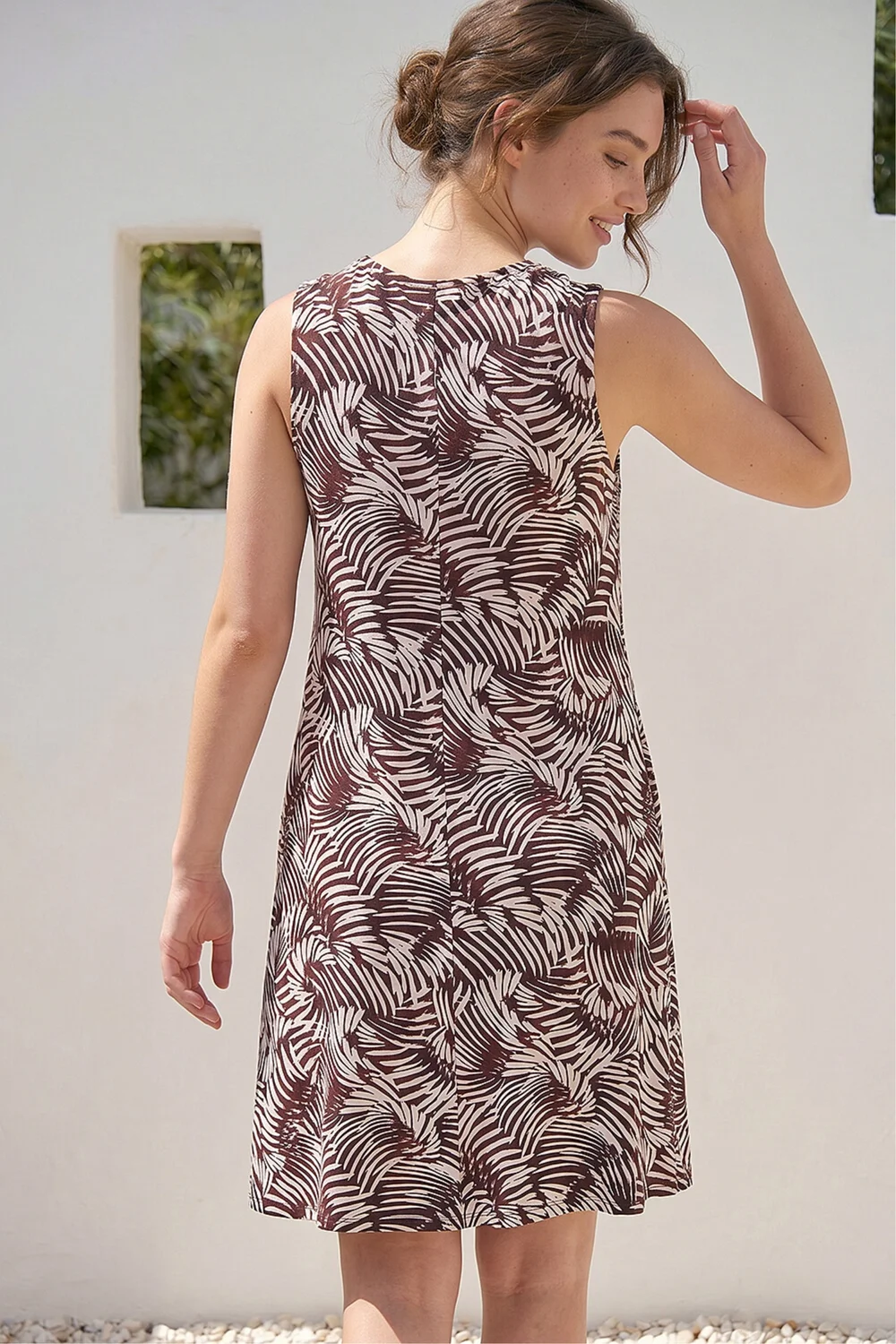 Roman Chocolate Petite Abstract Print Pocket Dress - 16 Image 3