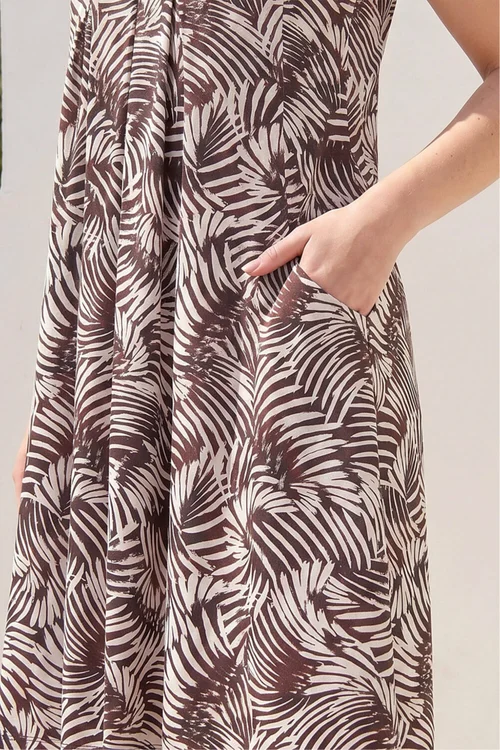 Roman Chocolate Petite Abstract Print Pocket Dress - 16 Image 4