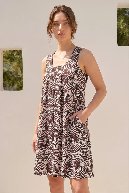 Roman Chocolate Petite Abstract Print Pocket Dress - 16 Image 2