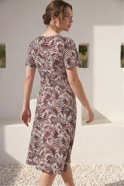 Roman Chocolate Petite Abstract Print Stretch Midi Dress - 18 Image 3