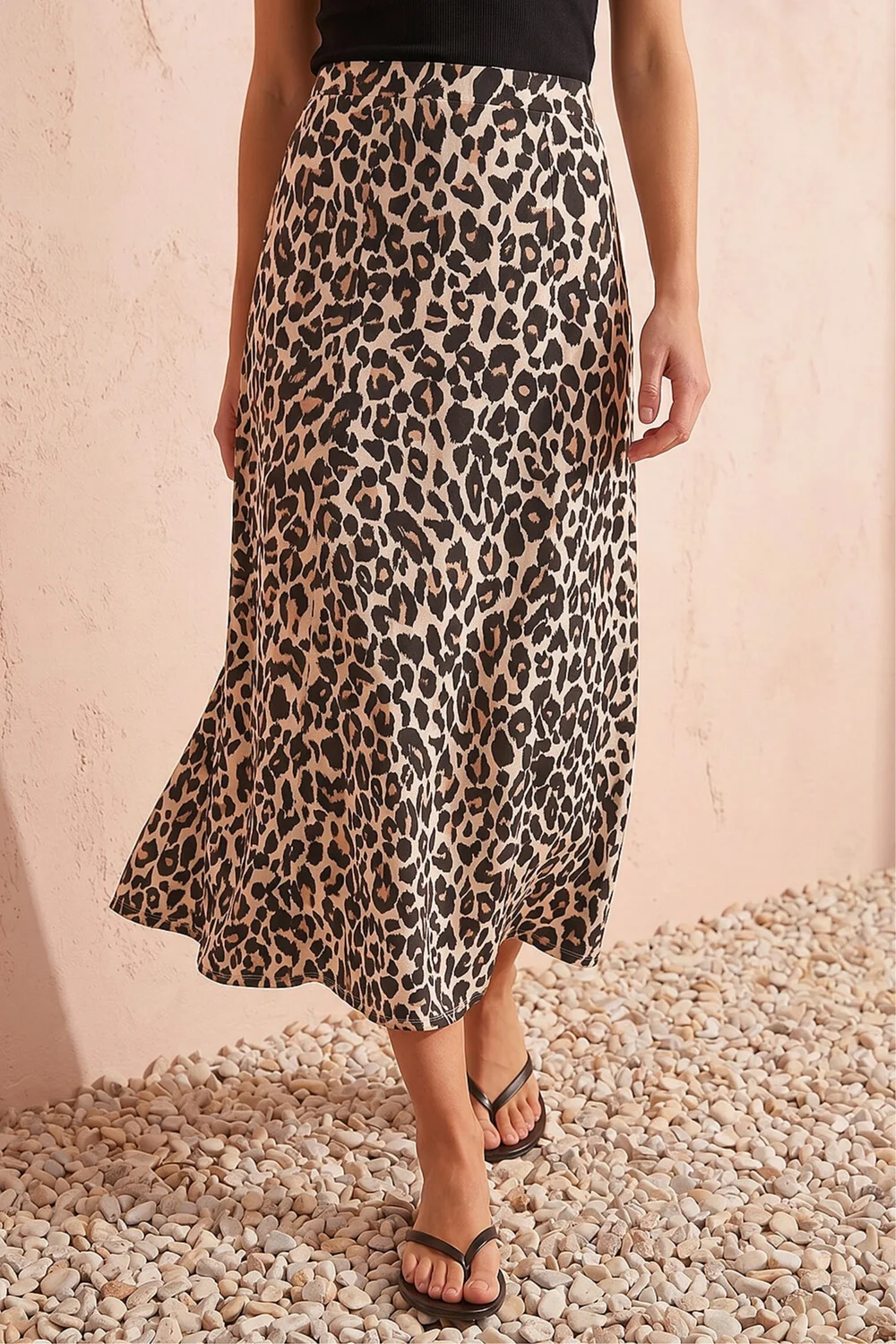 Roman Camel Animal Print Jersey Midi Skirt - 20 Image 2
