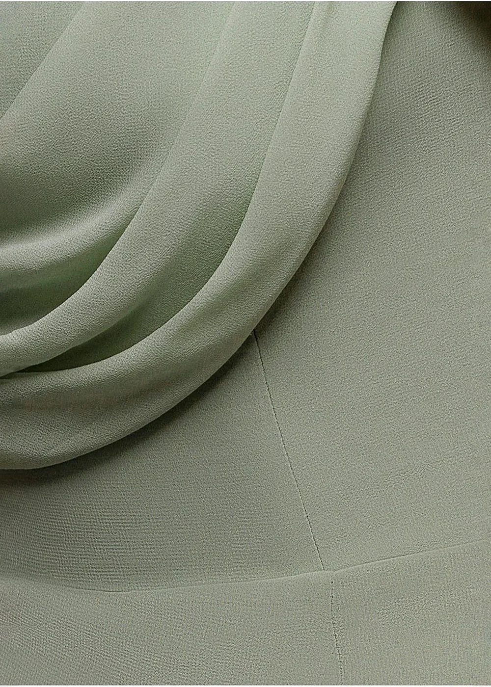 Goddiva Sage Green Chiffon Cowl Off Shoulder Wing Tiered Midi Dress - 8 Image 5