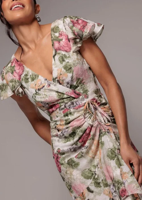 Goddiva Cream Floral Wrap High & Low Midaxi Dress - 8 Image 3