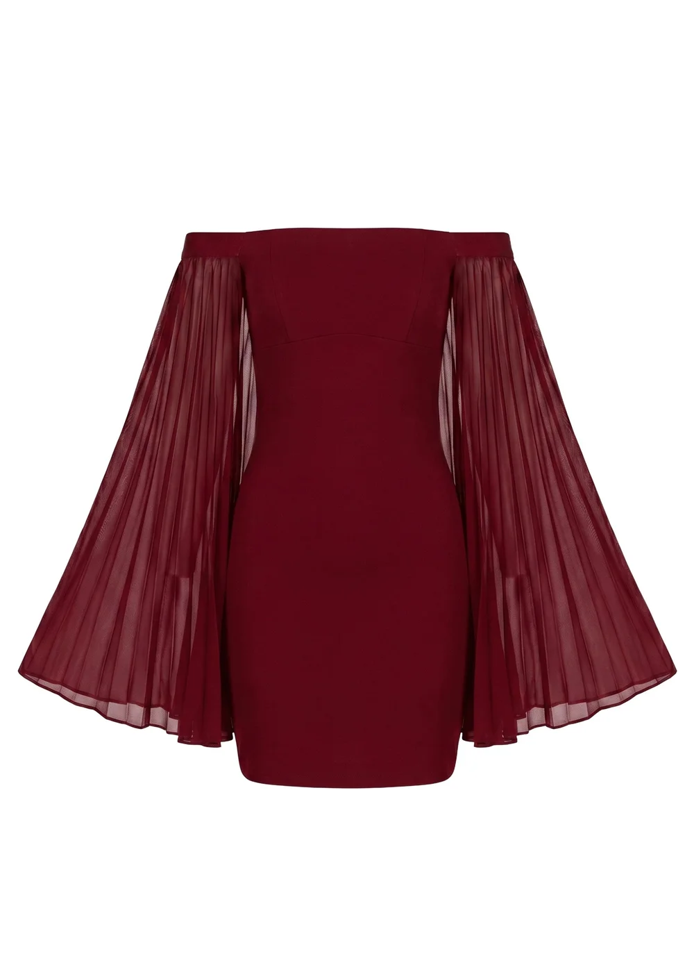Goddiva Burgundy Red Strapless Mini Dress With Pleated Chiffon Cape - 10 Image 3