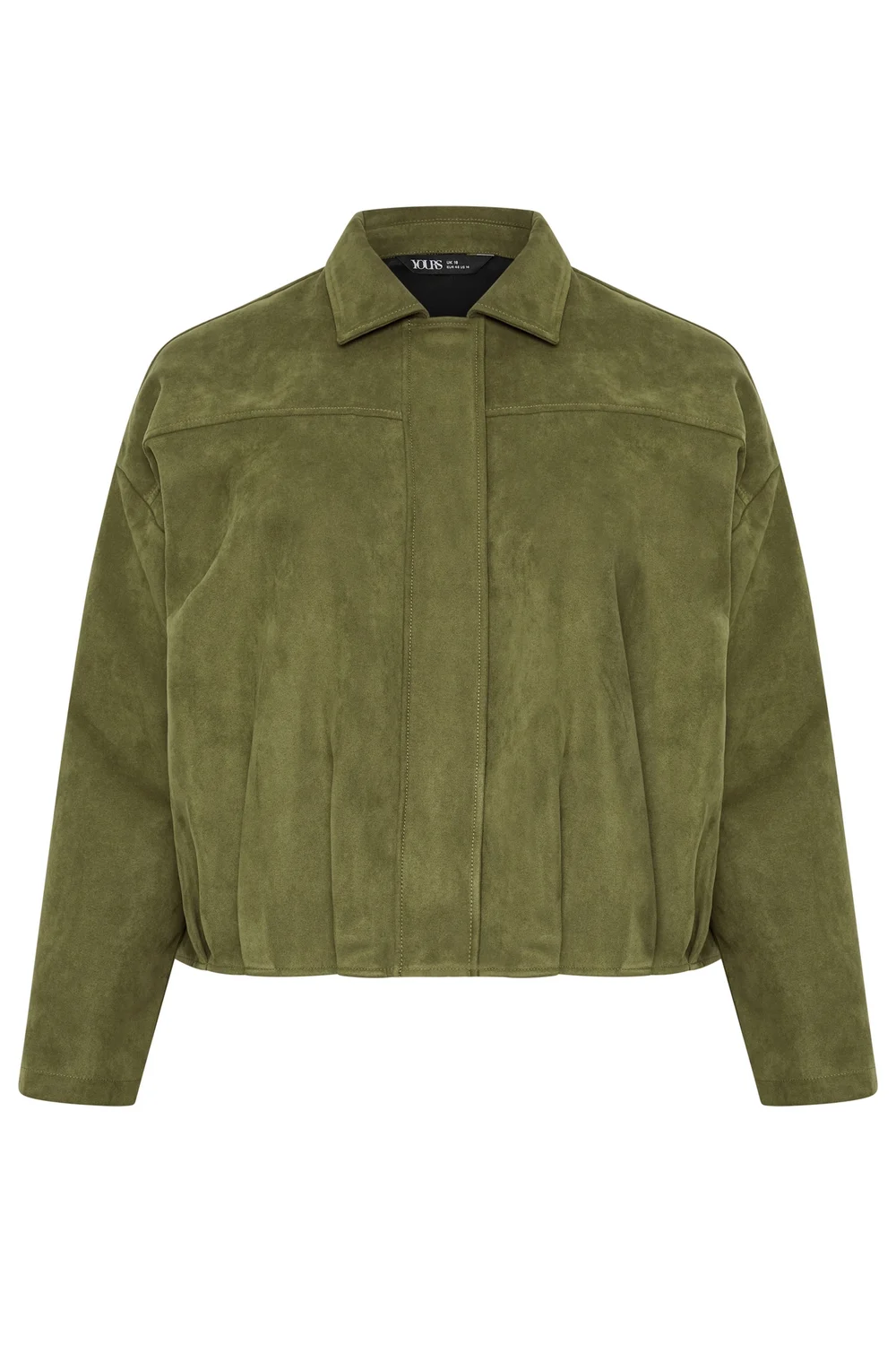 Yours Curve Khaki Green Suedette Bomber Jacket - 34-36 Image 5