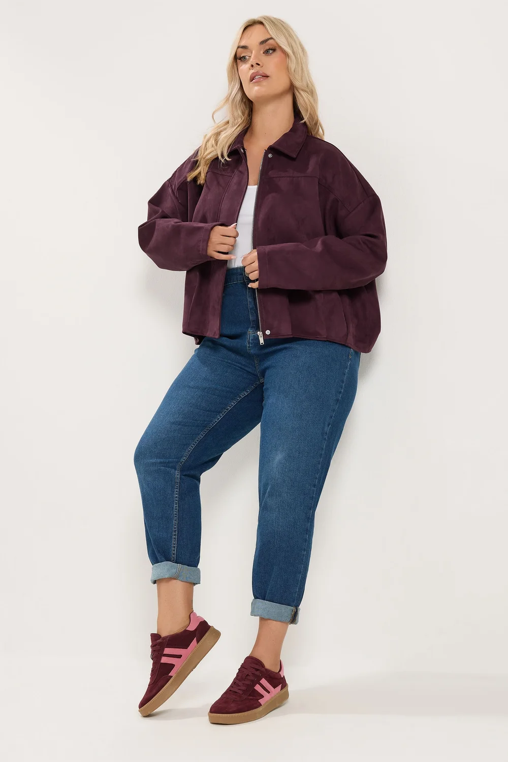 Yours Curve Purple Faux Suede Jacket - 34-36 Image 3
