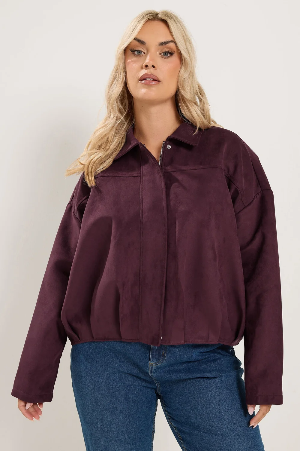 Yours Curve Purple Faux Suede Jacket - 34-36 Image 2