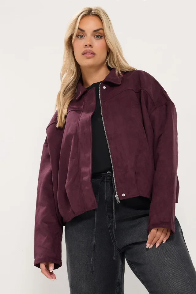 Yours Curve Purple Faux Suede Jacket
